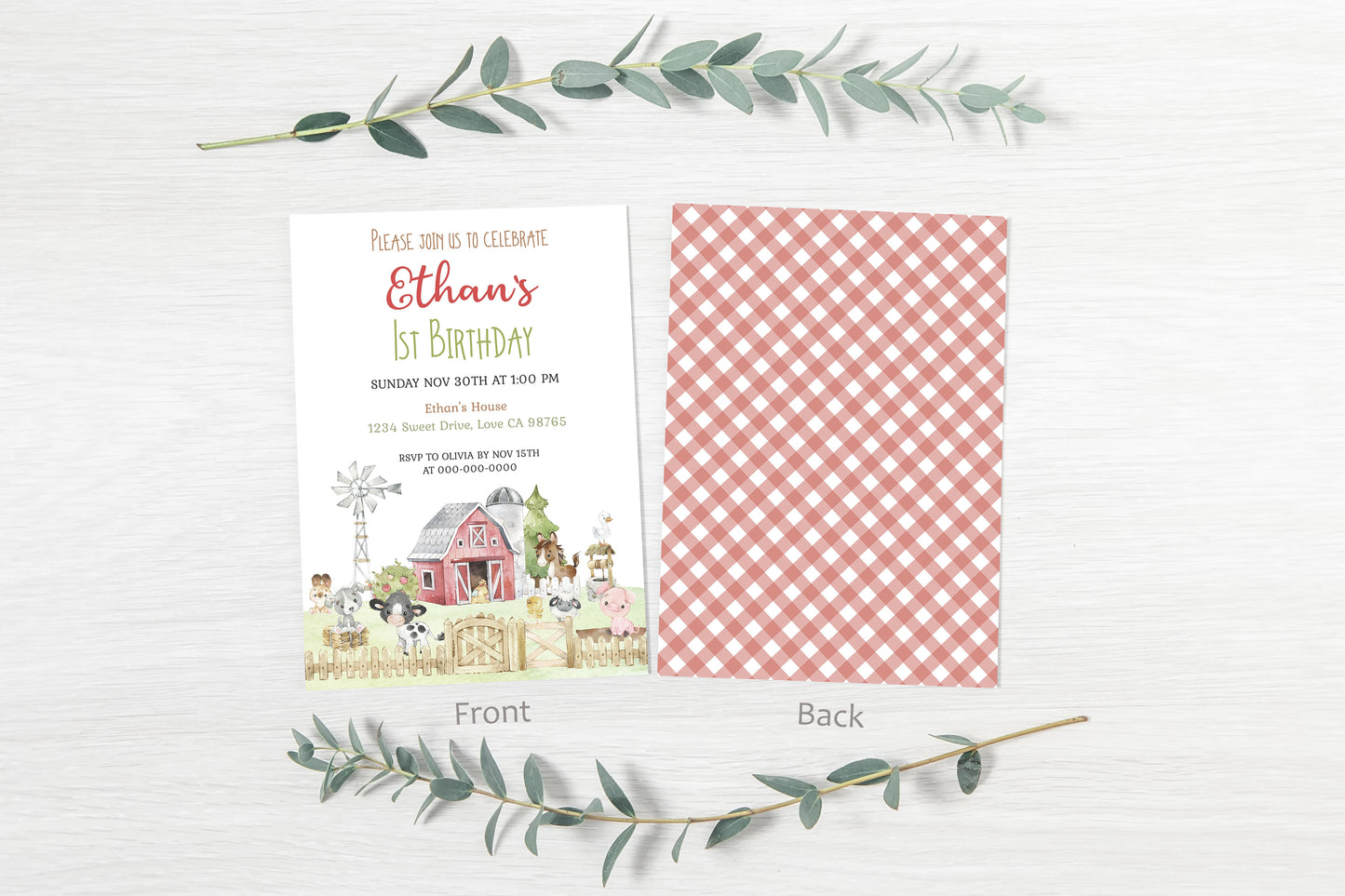 Farm Birthday Invitation | Editable Barnyard Bash Invite - 11C1