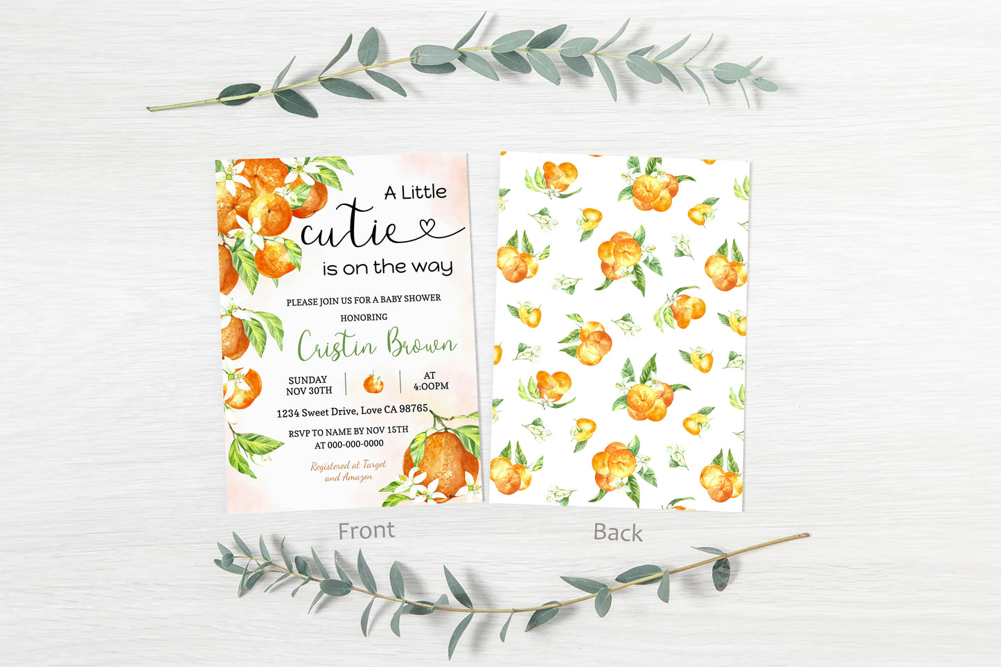 A little Cutie Baby Shower Invitations | Clementine Orange Baby Shower Invite - 88A