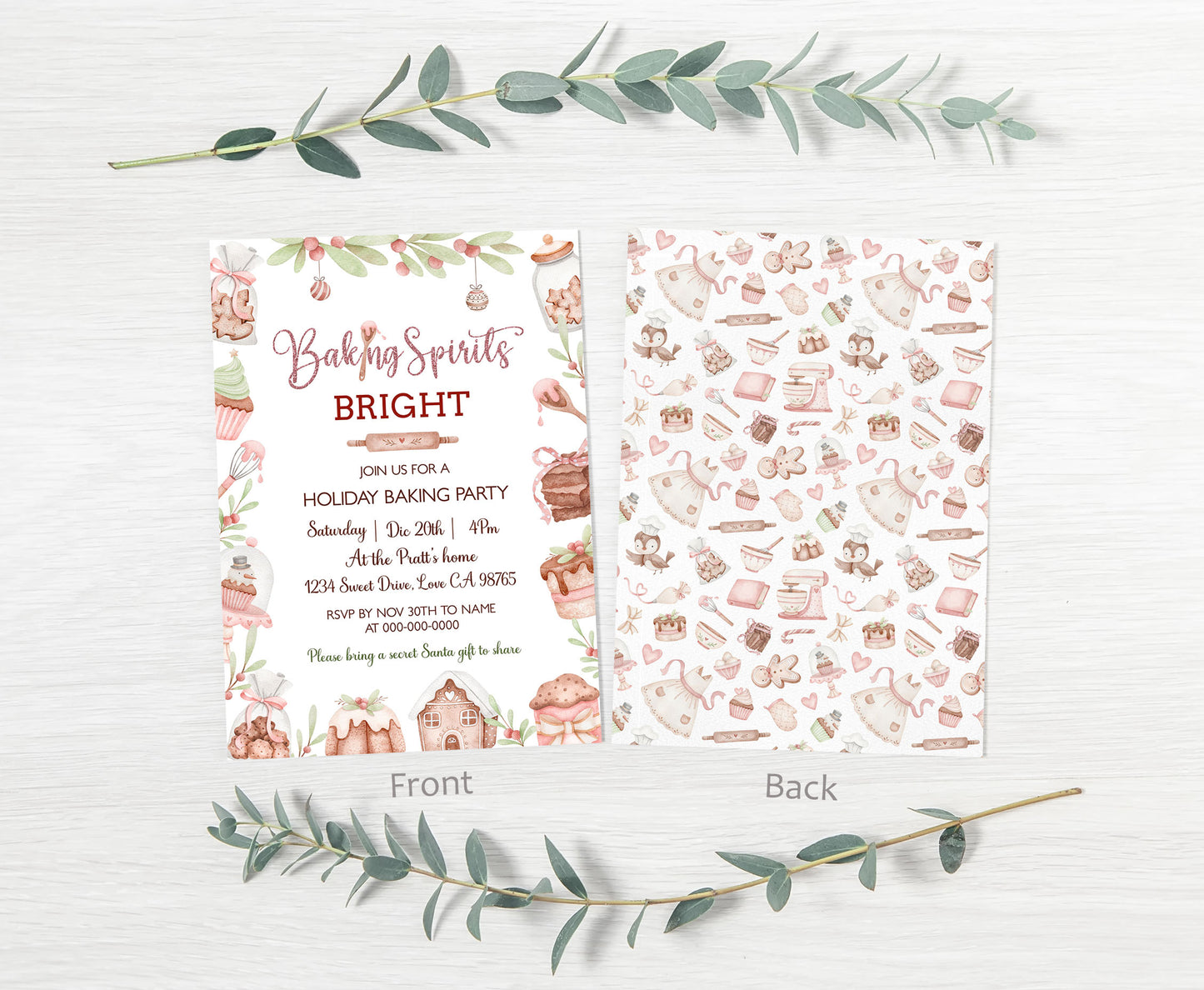 Christmas party invitation | Baking spirits bright invite | 112F