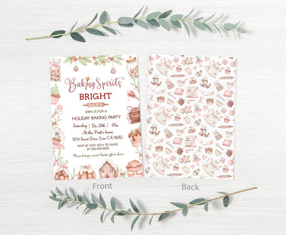 Christmas party invitation | Baking spirits bright invite | 112F