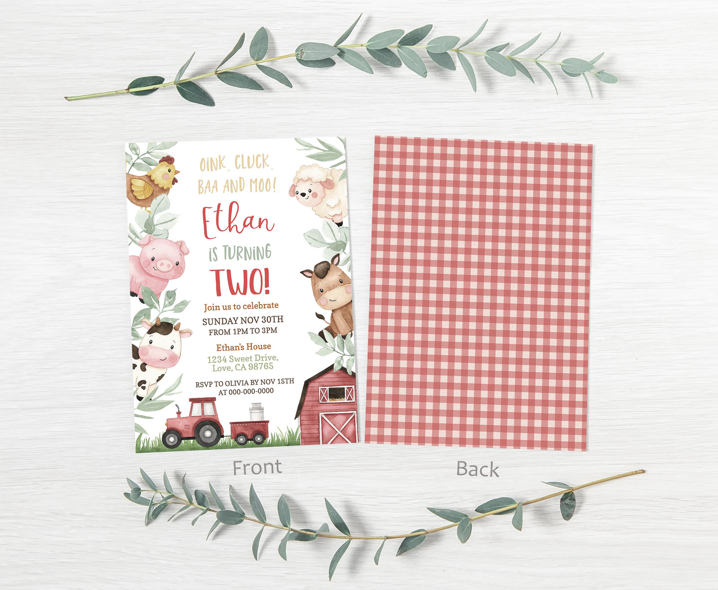 Farm Birthday Invitation | Editable Barnyard Party Invite - 11A