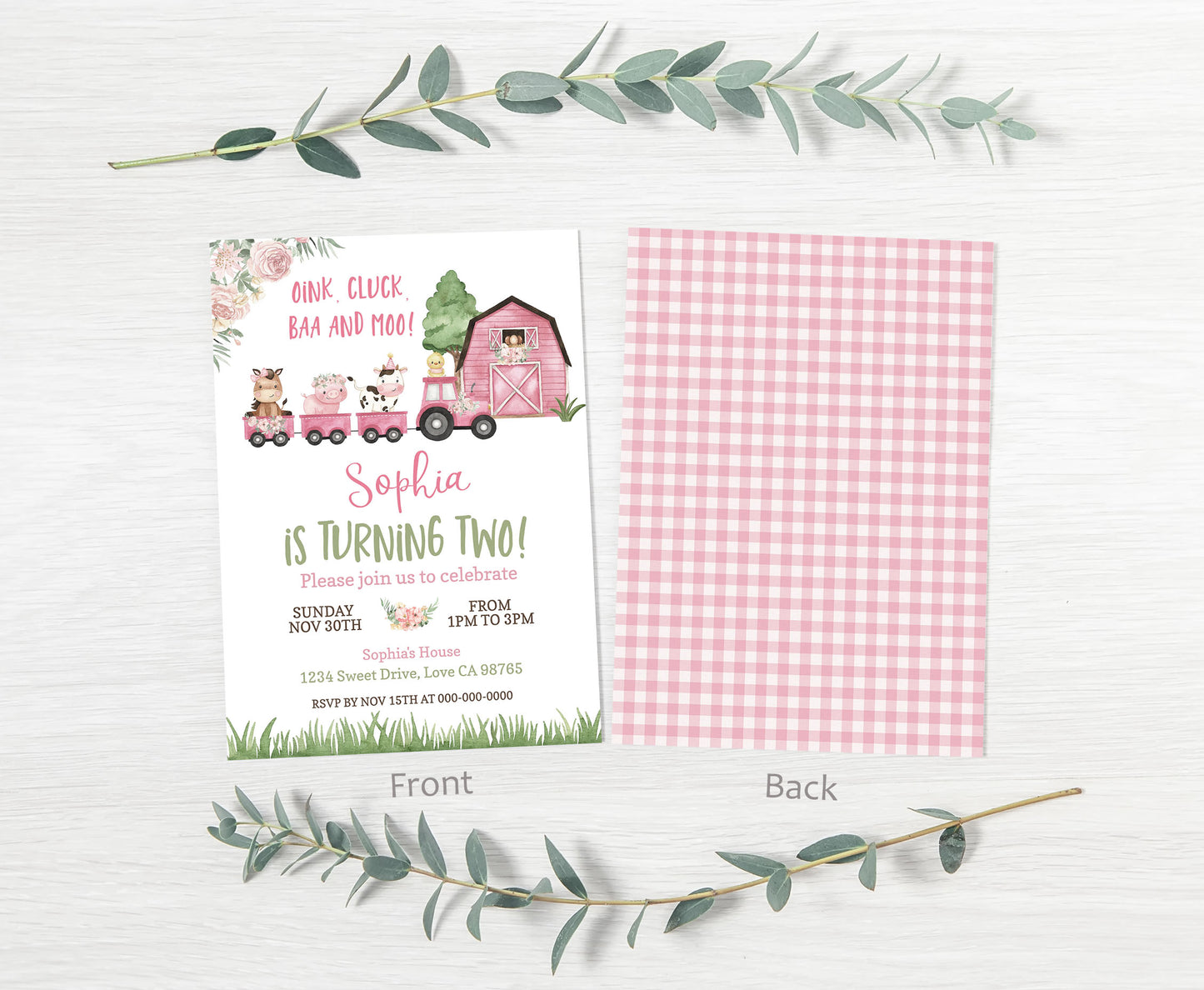 Train Girl Birthday Invitation | Editable Floral Farm Party Invite - 11A