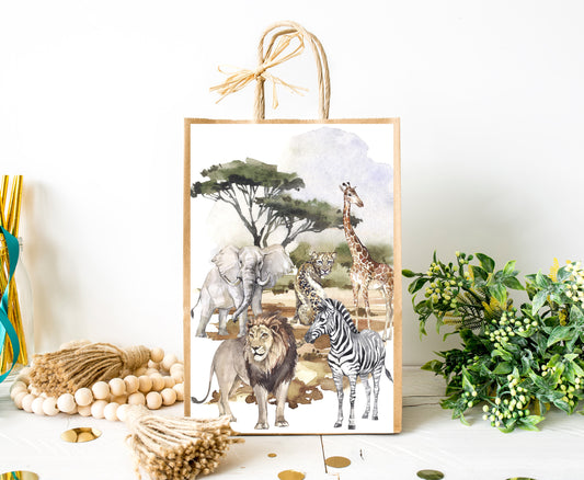 Safari Animals Gift Bag Labels | Jungle Party Decorations - 35I