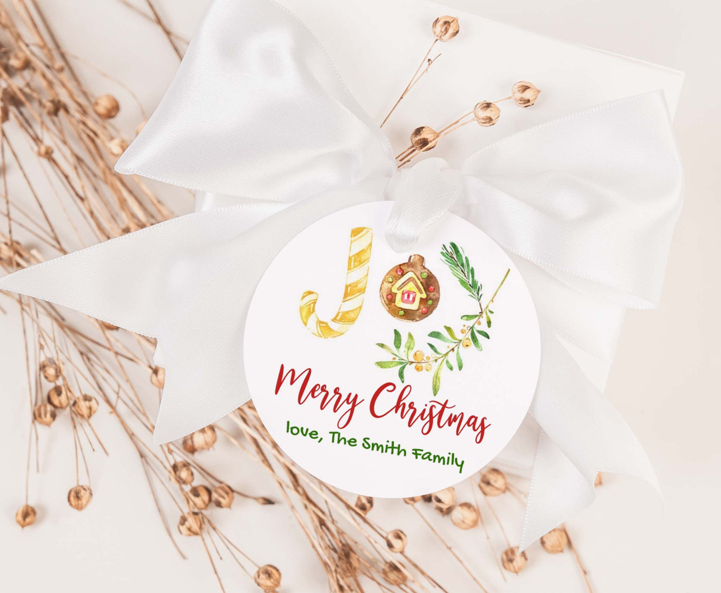 Joy Merry Christmas Sweet 2"x2" Tag | Editable Merry Christmas Gift Tag - 112