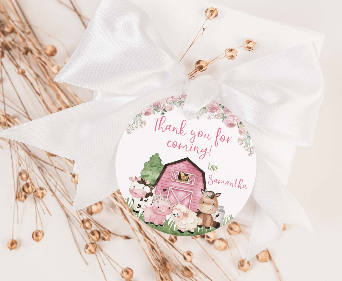 Farm Thank you 2"x2"  Tag | Editable Floral farm Gift Tag - 11A