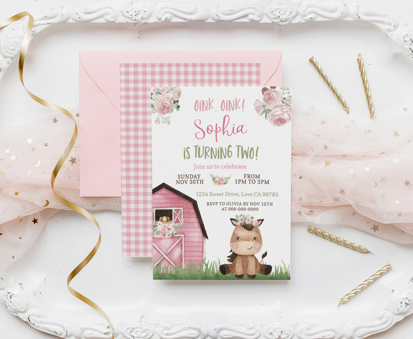 Horse Girl Birthday Invitation | Editable Floral Farm Party Invite - 11A