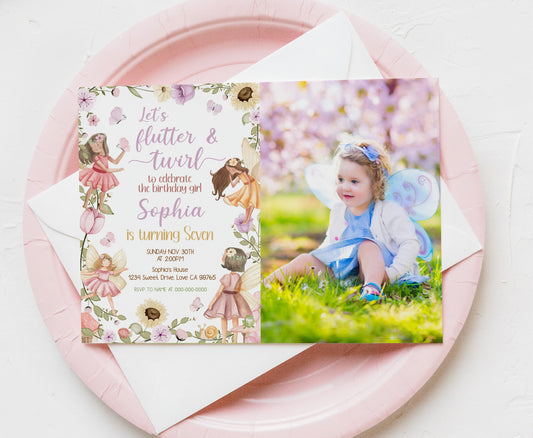 Editable Fairy Photo Invitation | Fairy Garden Birthday Invite - 10A