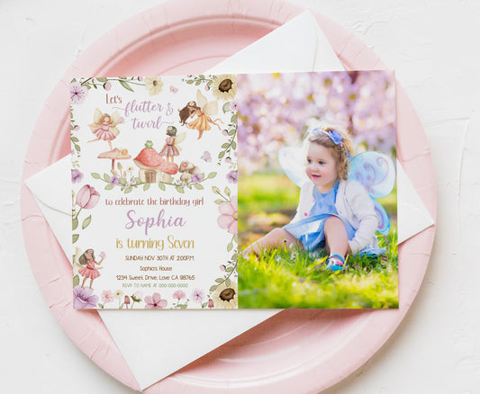 Editable Magical Fairy Photo Invitation | Fairy Garden Birthday Invite - 10A