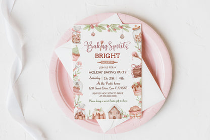 Christmas party invitation | Baking spirits bright invite | 112F