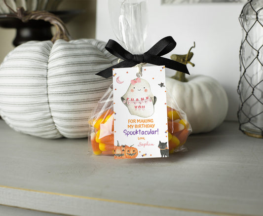 Editable Girl Ghost thank you Tags | Halloween Gift Tags - 115L