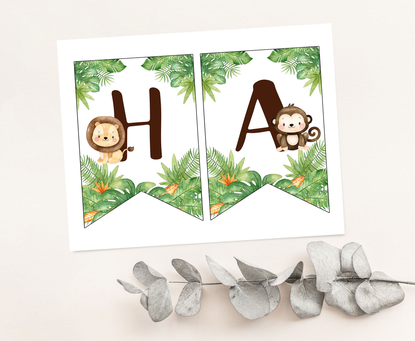 Safari Birthday Banner | Jungle Theme Printable Party Decorations - 35E
