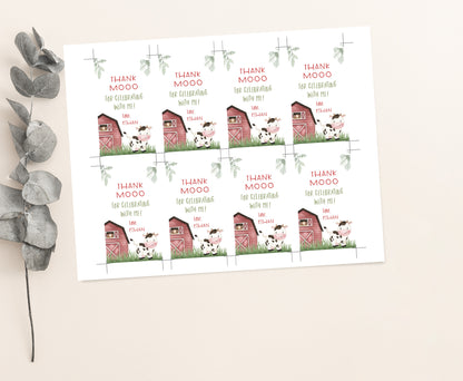 Cow Thank You Tags | Farm Birthday Party Printable - 11A