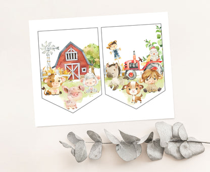 Editable Farm Banner | Red Barnyard Party Decorations - 11D