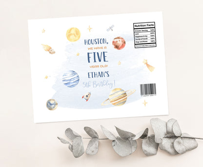 Editable Space Chip Bag Wrapper | Planets Theme Birthday Party Decorations - 39B