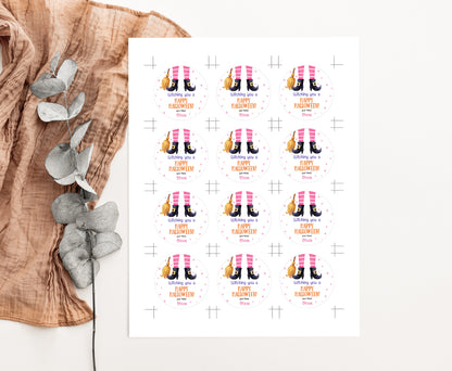 Editable Halloween Witch Tags 2"x2" | Halloween Favor Tags - 115