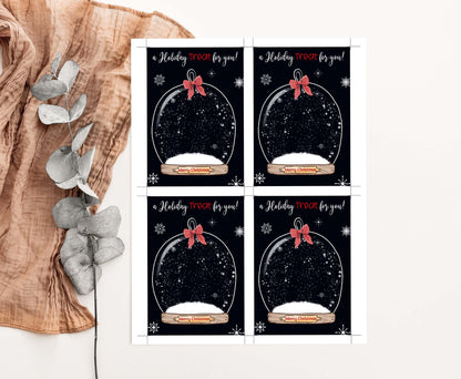 A holiday Treat for you Snow Globe cookie Card | Christmas Printable Cards - 112