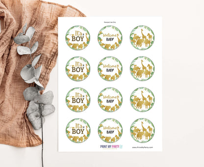 Safari It's a Boy Cupcake Toppers | Jungle Baby Shower Cupcake Picks - 35K