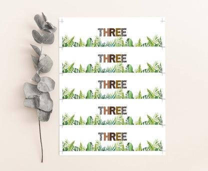 Three Safari Water Bottle Labels Animal Print | Jungle 3rd Birthday Party Decorations - 35H