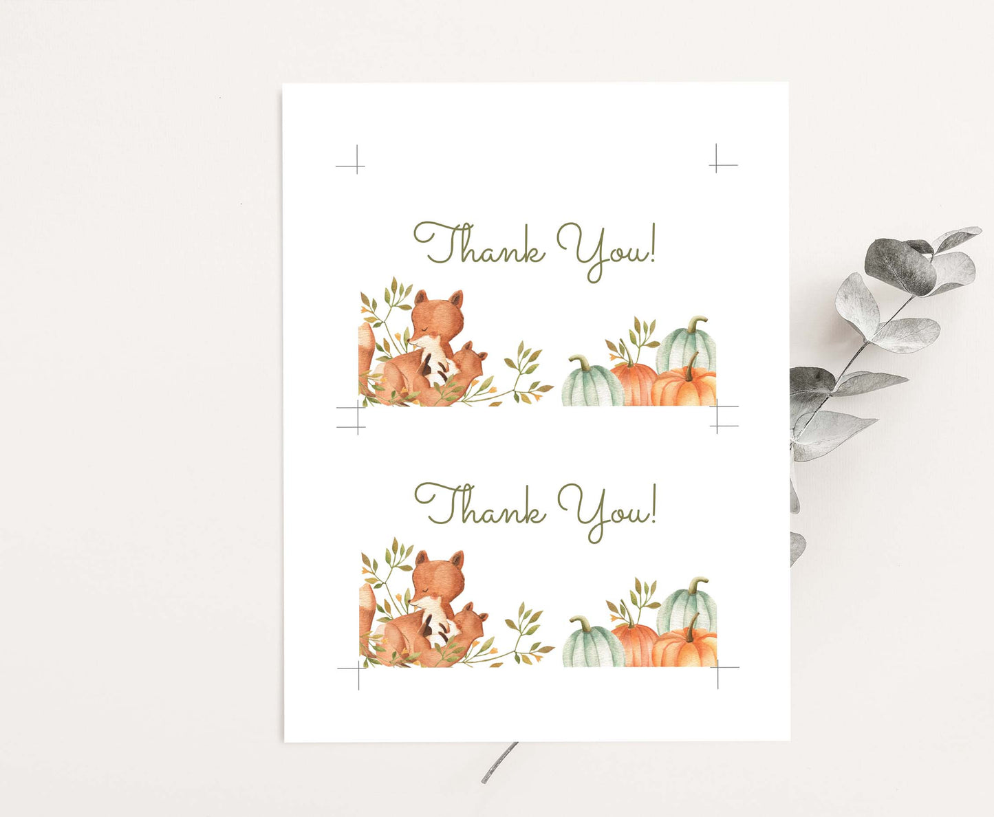 Fox Thank You Card |  Pumpkin Thank you Card- 30O