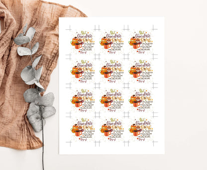 Turkey Hot Chocolate Bomb Instructions Tags 2"x2" | Fall Gift Tags- 118