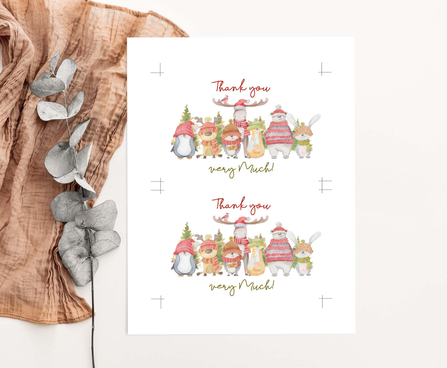 Animals Thank You Card |  Thank you very Much Christmas Card- 112