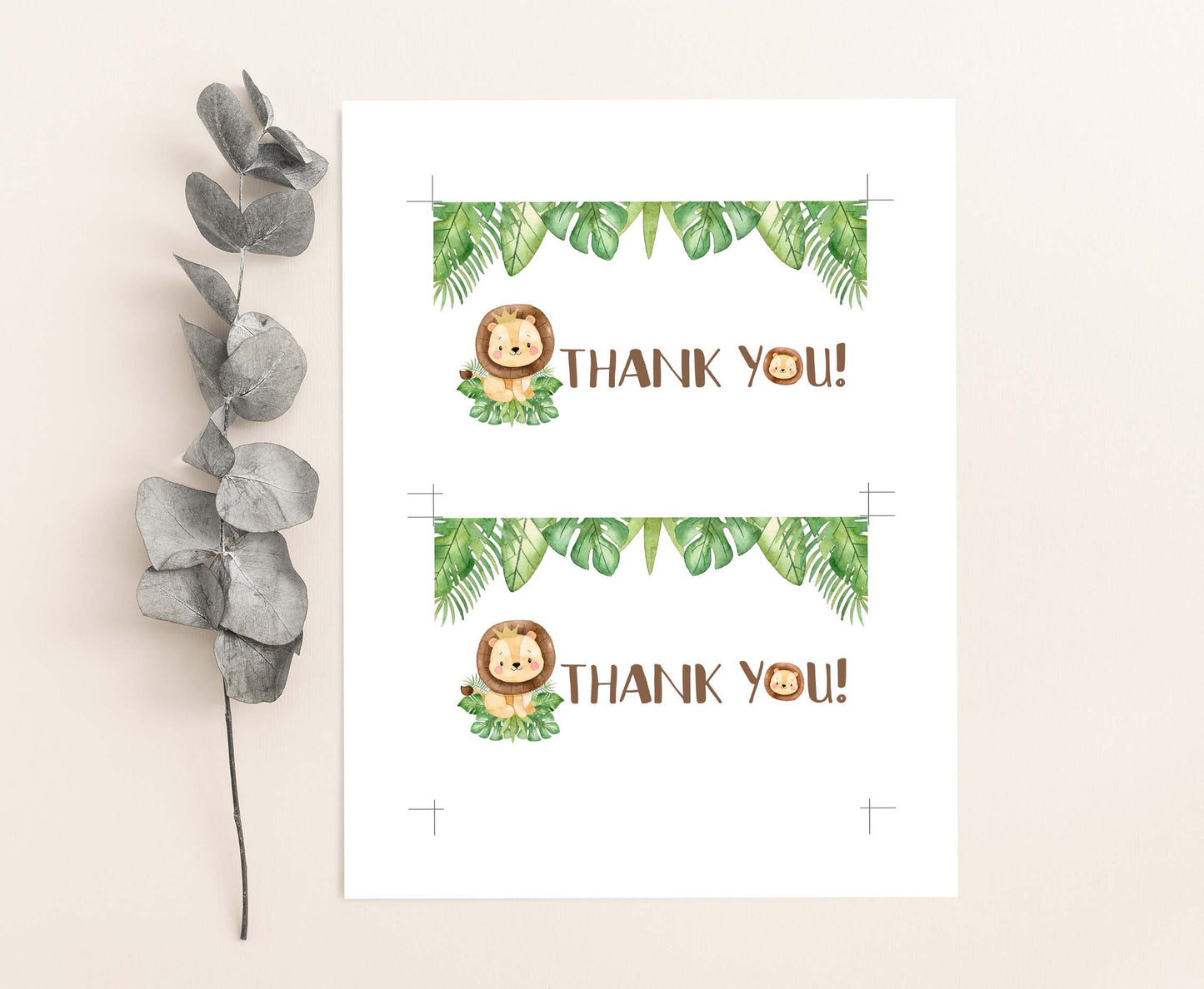 Lion Thank You Card |  Safari Party Printables  - 35E