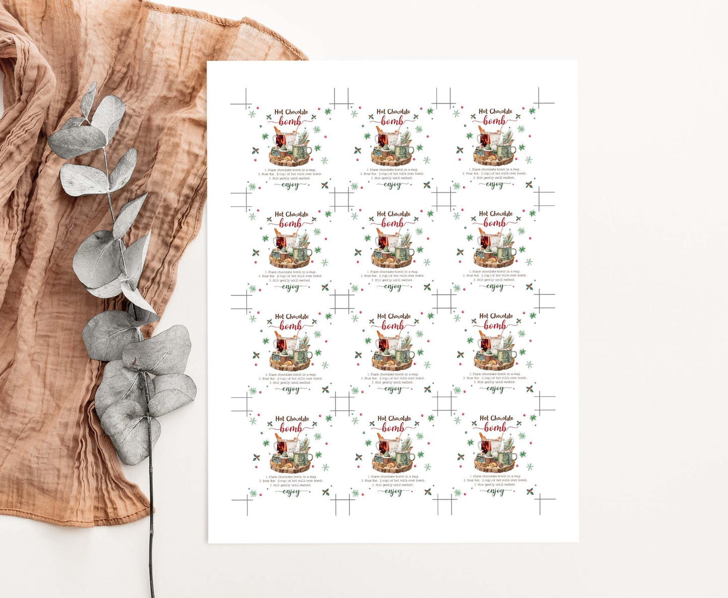 Hot Chocolate Bomb Tags 2"x2" | Christmas Gift Tags - 112