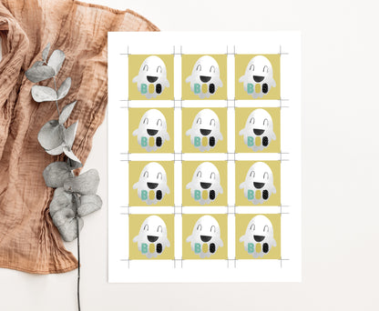 Boo Ghost Tags 2"x2" | Halloween Themed Party Decorations - 115