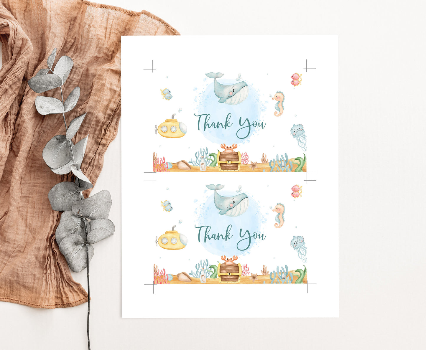 Under the Sea Thank You Card | Ocean Party Printables  - 44A