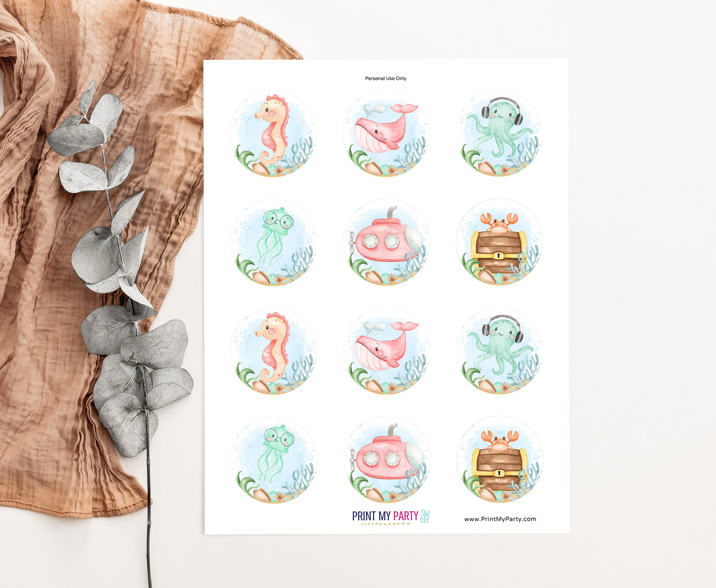 Under the Sea Cupcake Toppers | Ocean Themed Party Decorations - 44A