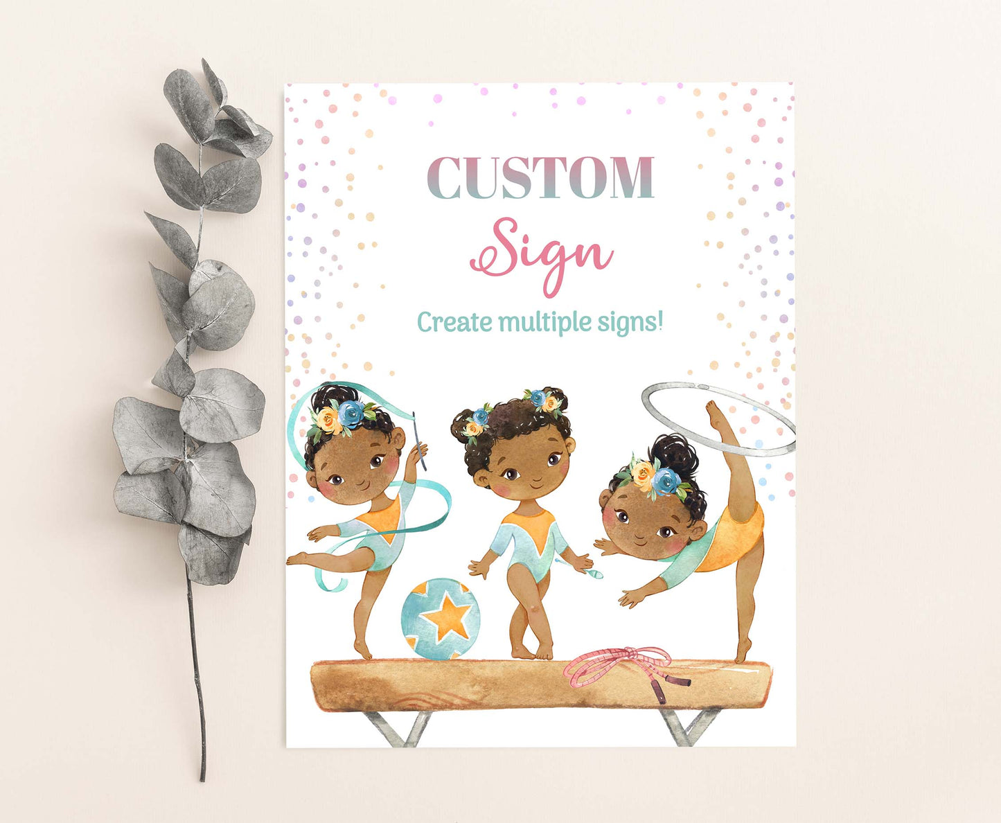 Custom Gymnastic Table Sign | Girl Gymnastic Theme Party Decorations - 99A