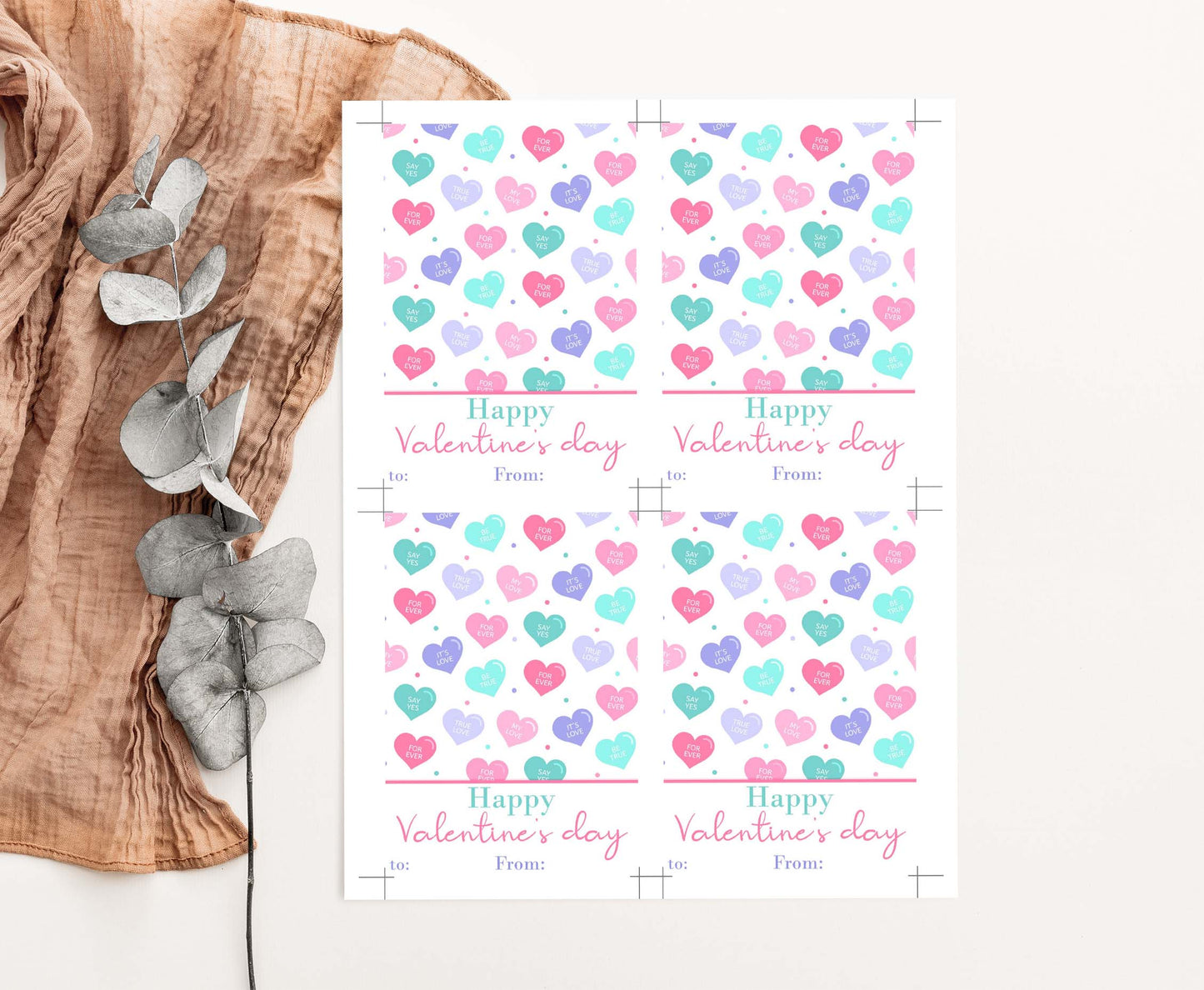 Hearts Valentine's Day Cookie Card | Valentines Printable Cards - 119