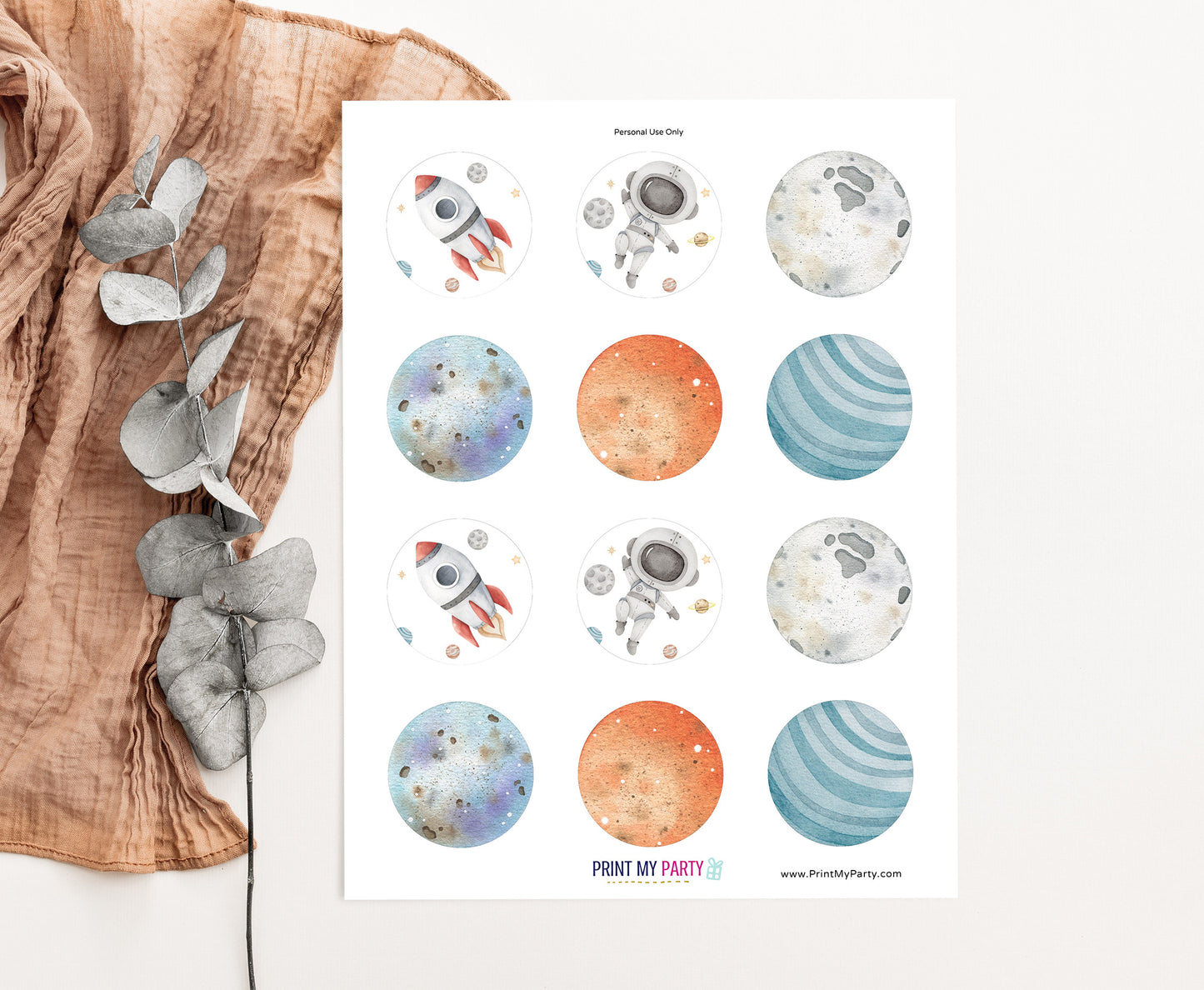 Astronaut Cupcake Toppers | Outer Space Themed Cupcake Picks - 39C