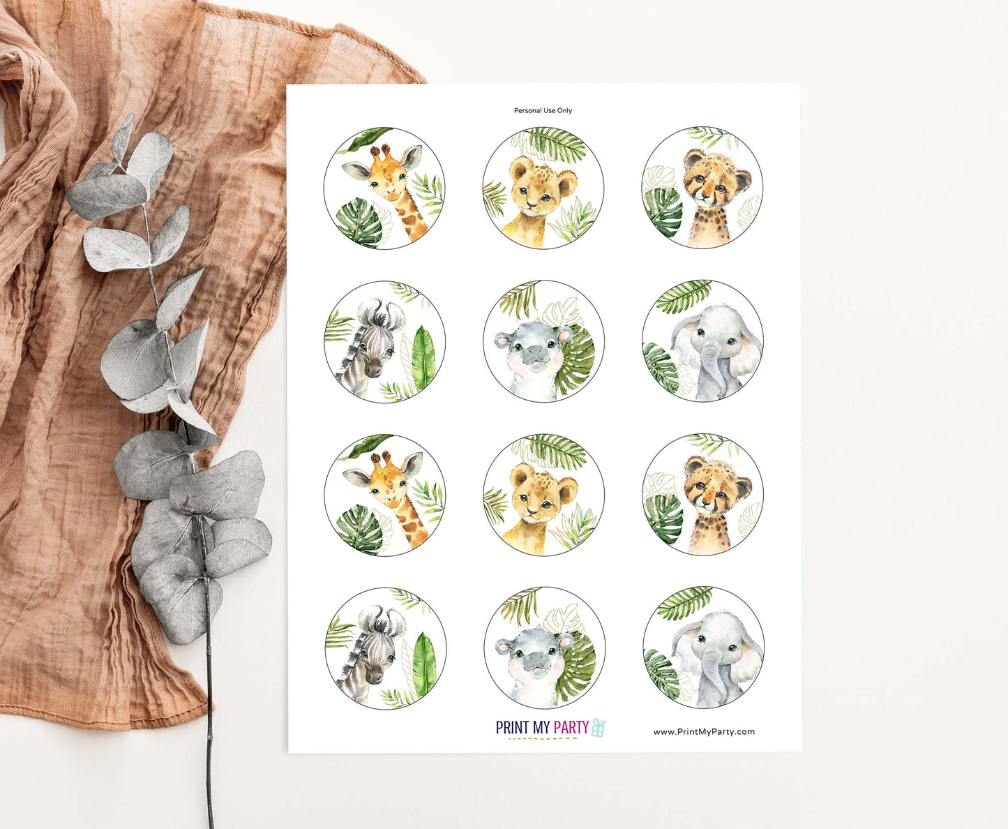 Safari Cupcake Toppers | Jungle Themed Party Cupcake Picks -35A