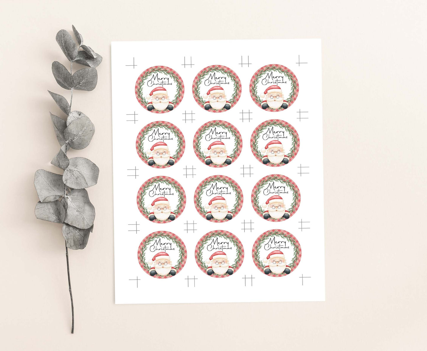 Santa Square Round Tags 2"x2" | Christmas Gift Tag - 112