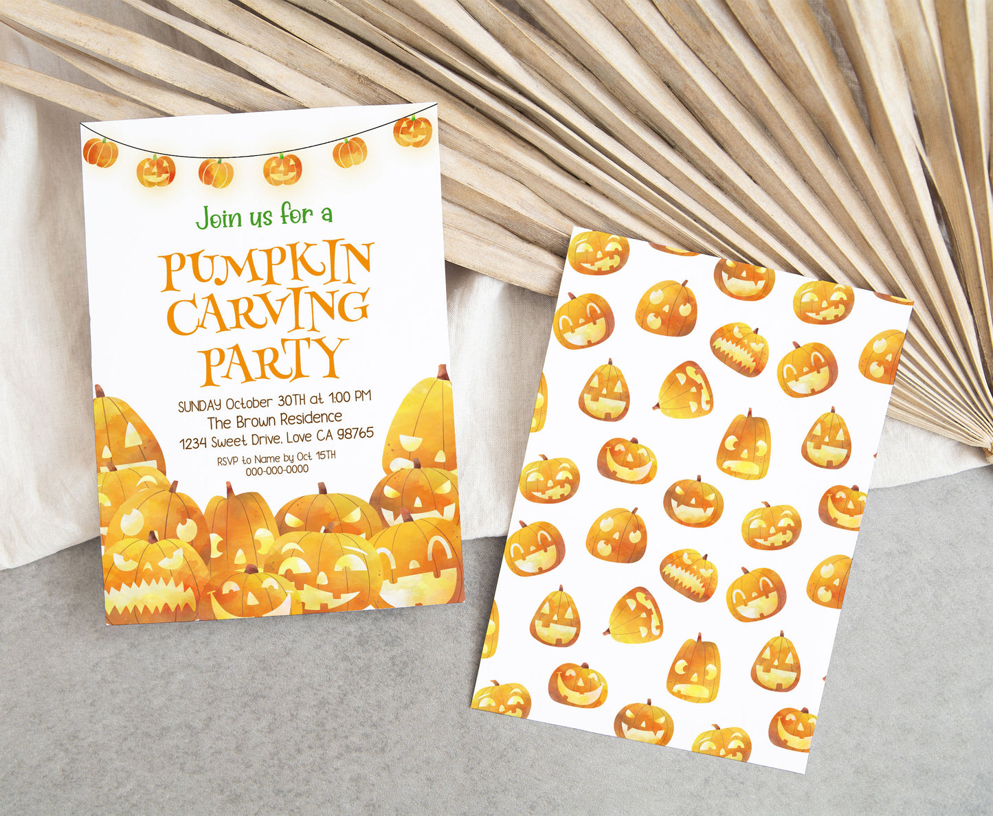 Pumpkin Carving party invitation | Editable Halloween Birthda Party - 115k