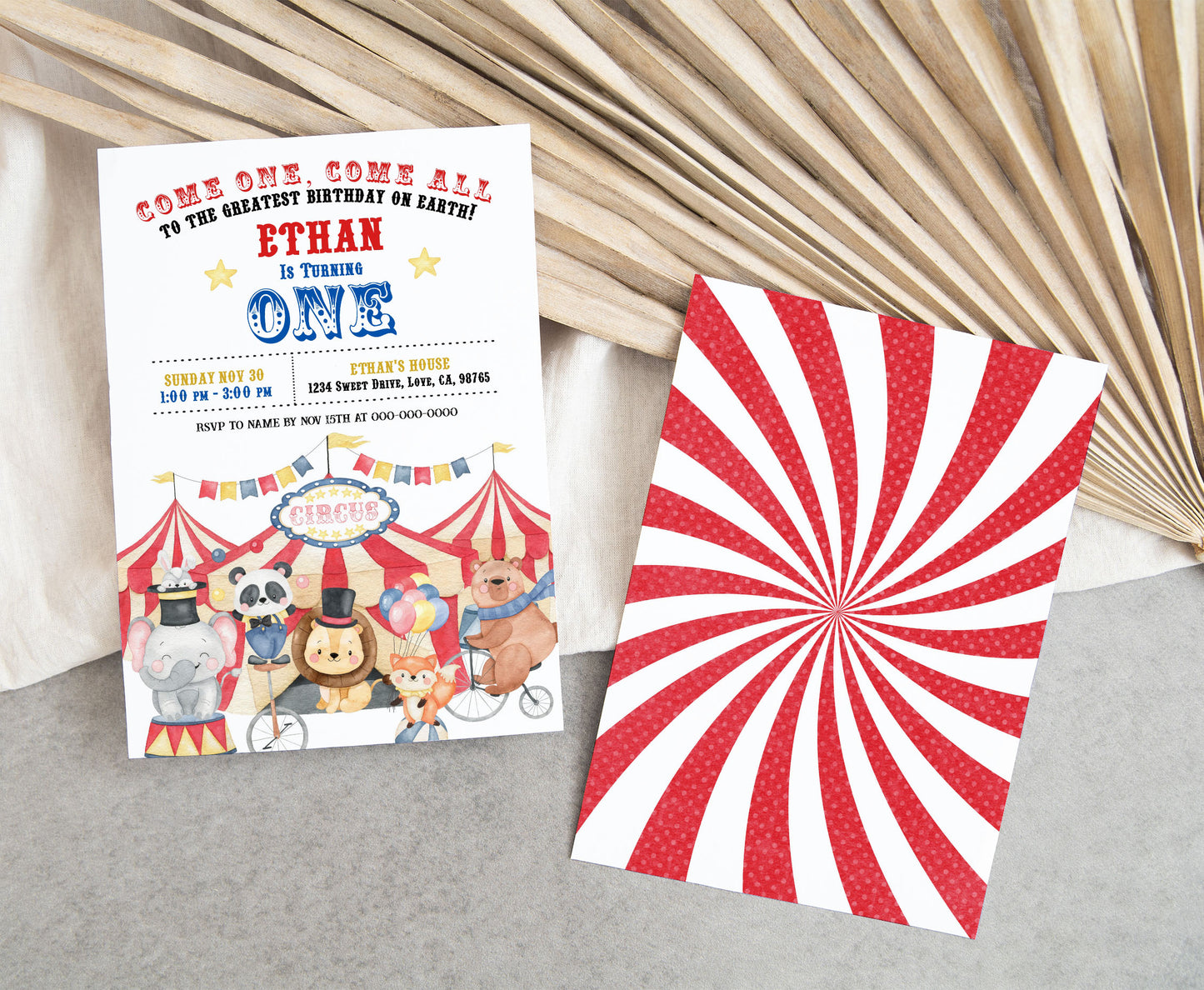 Circus Birthday Invitation | Editable Carnival Party Invite - 06A