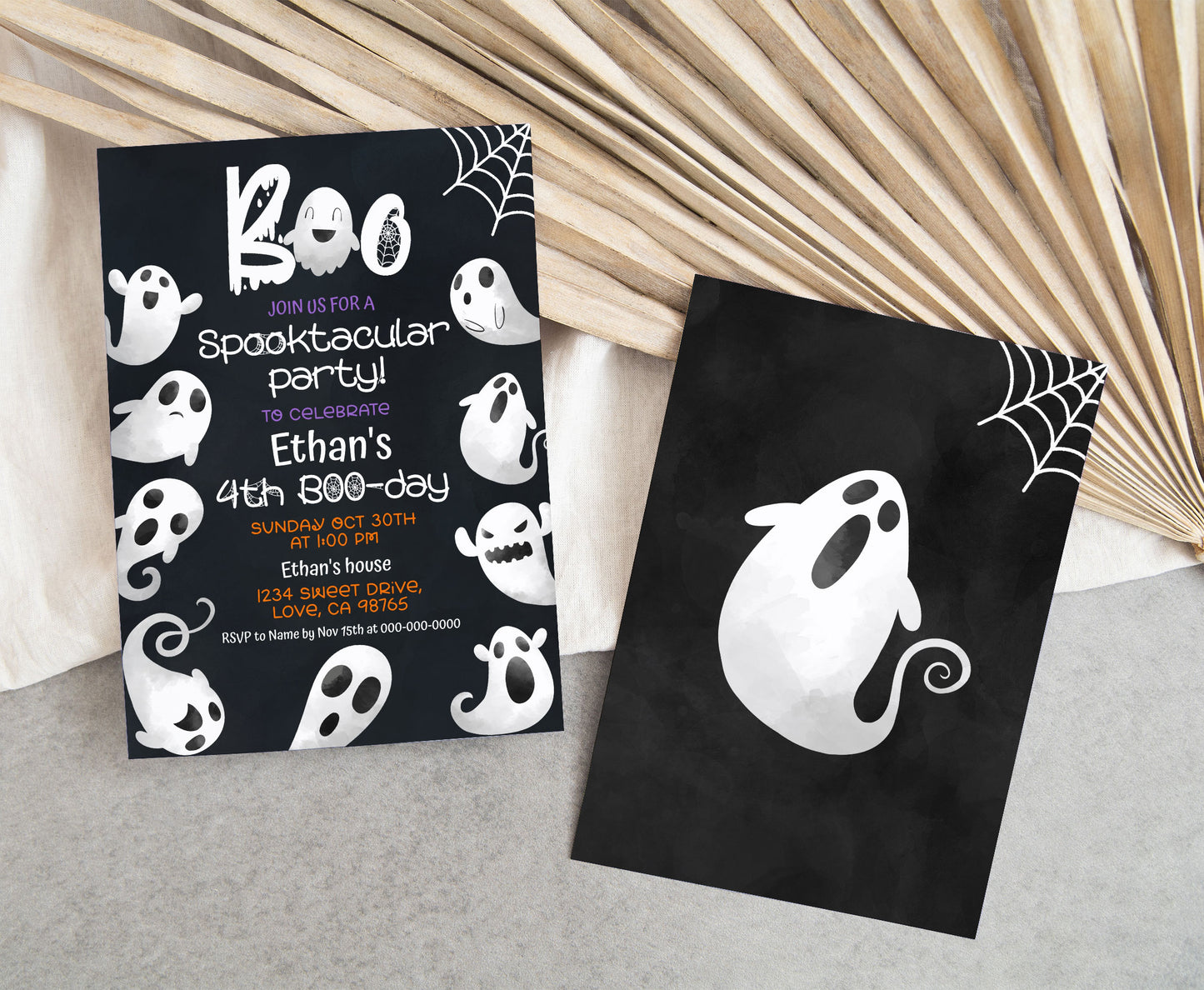 Ghost Birthday Invitation | Editable Halloween Party Invite - 115K