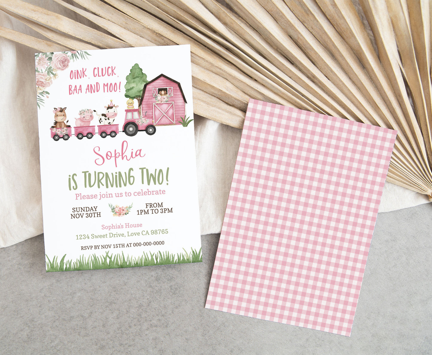 Train Girl Birthday Invitation | Editable Floral Farm Party Invite - 11A