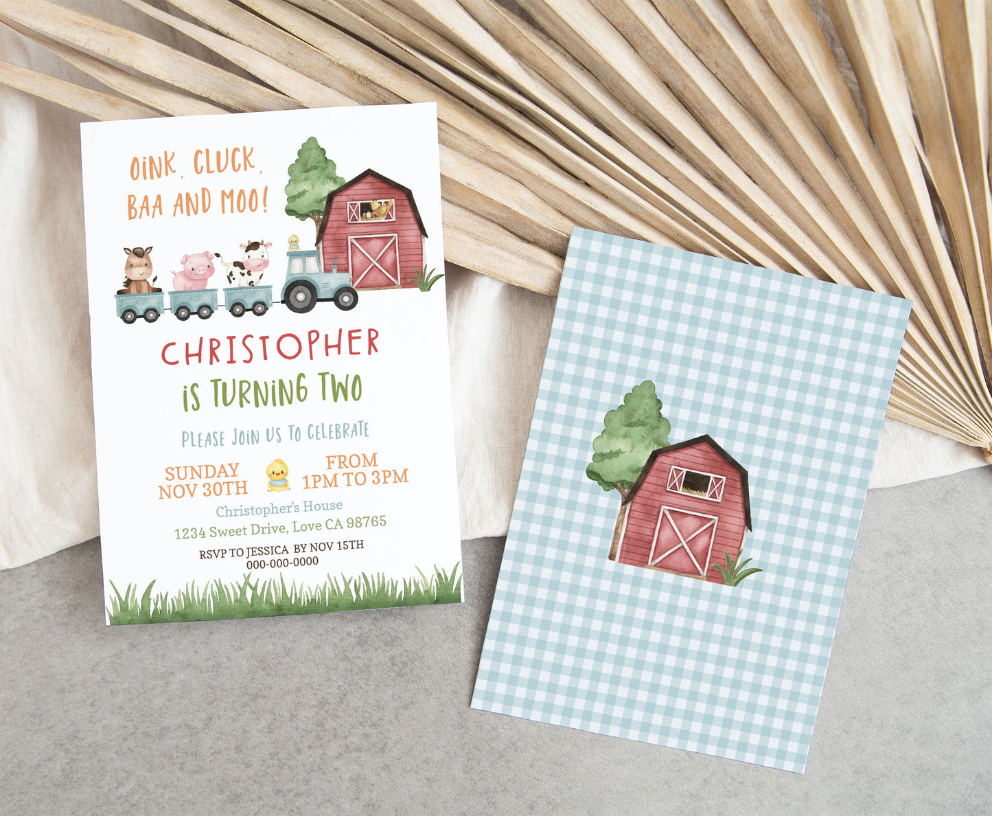 Train boy Birthday Invitation | Editable Farm Party Invite - 11A