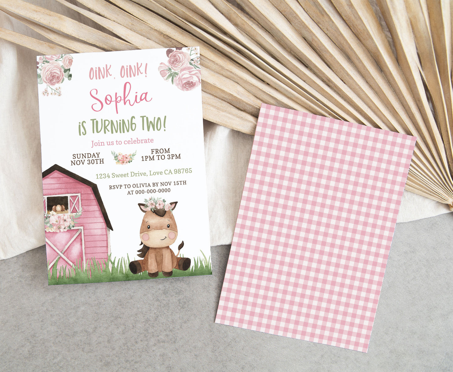 Horse Girl Birthday Invitation | Editable Floral Farm Party Invite - 11A