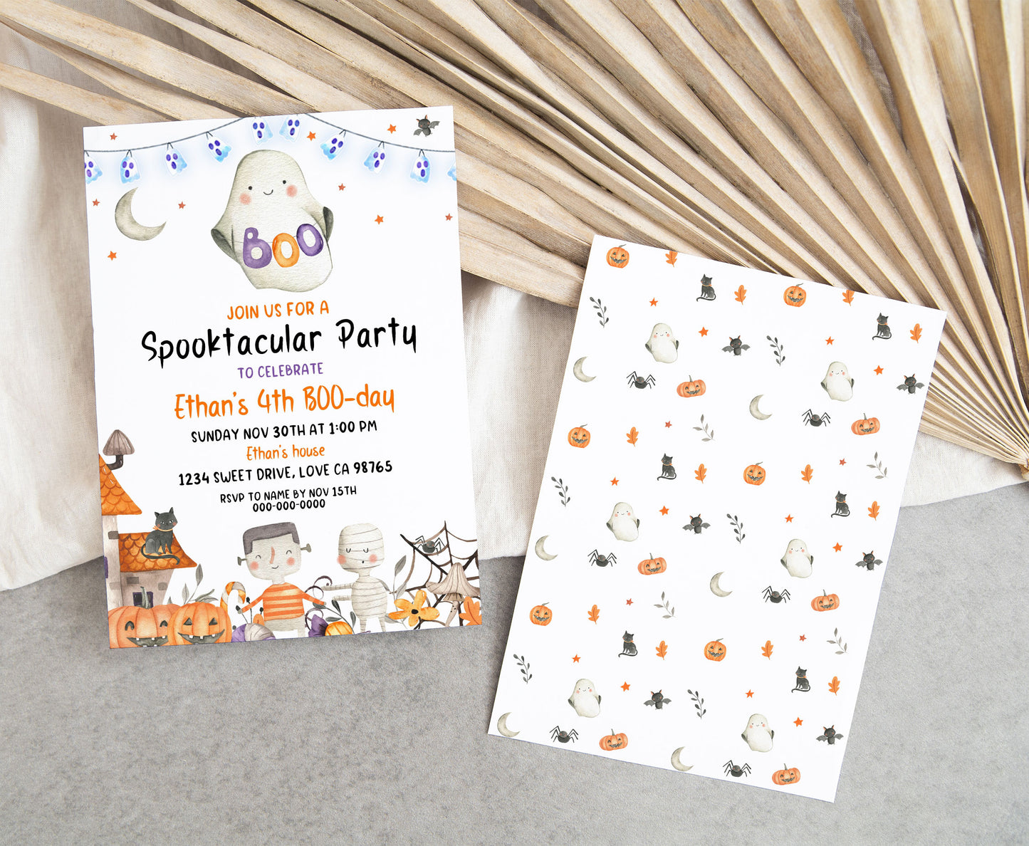 Ghost Birthday Invitation | Editable Halloween Party Invite - 115L