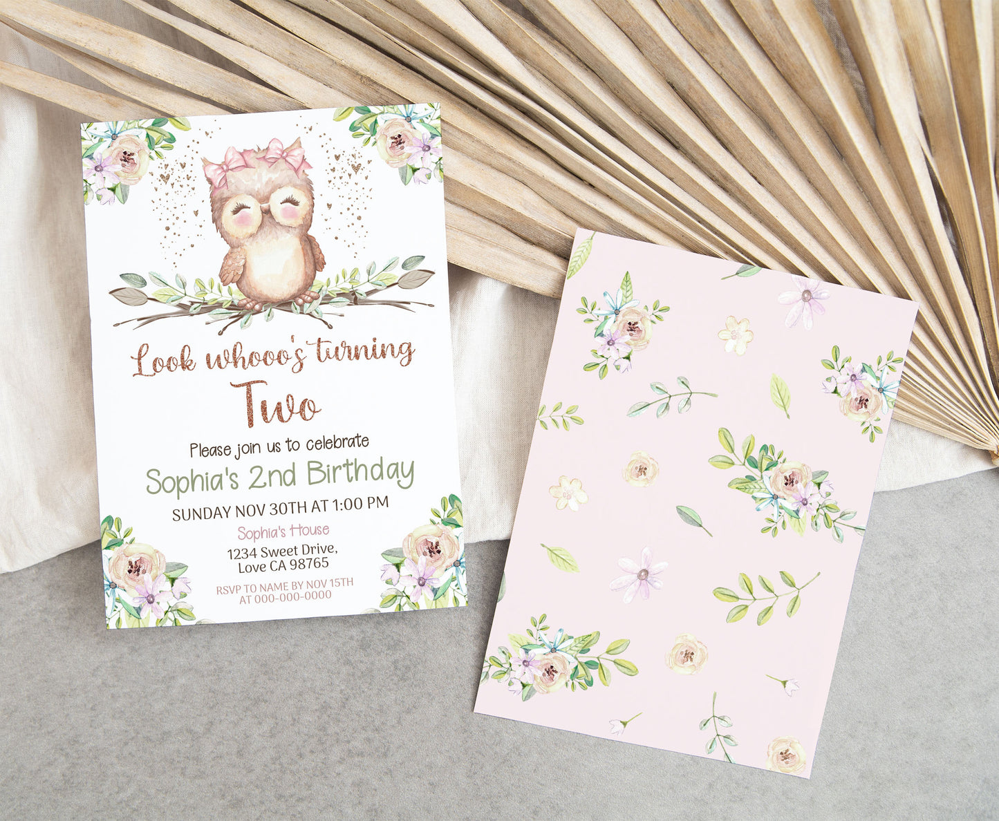 Look Whooo's Turning One Invitation | Owl Girl Birthday Party Invite- 78A