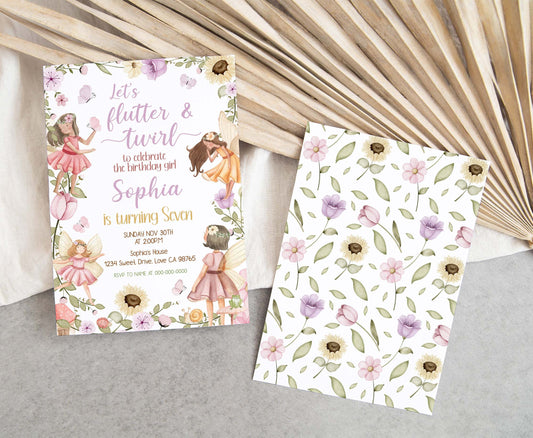 Fairy Birthday Invitation | Editable Fairy Garden Party Invite -10A