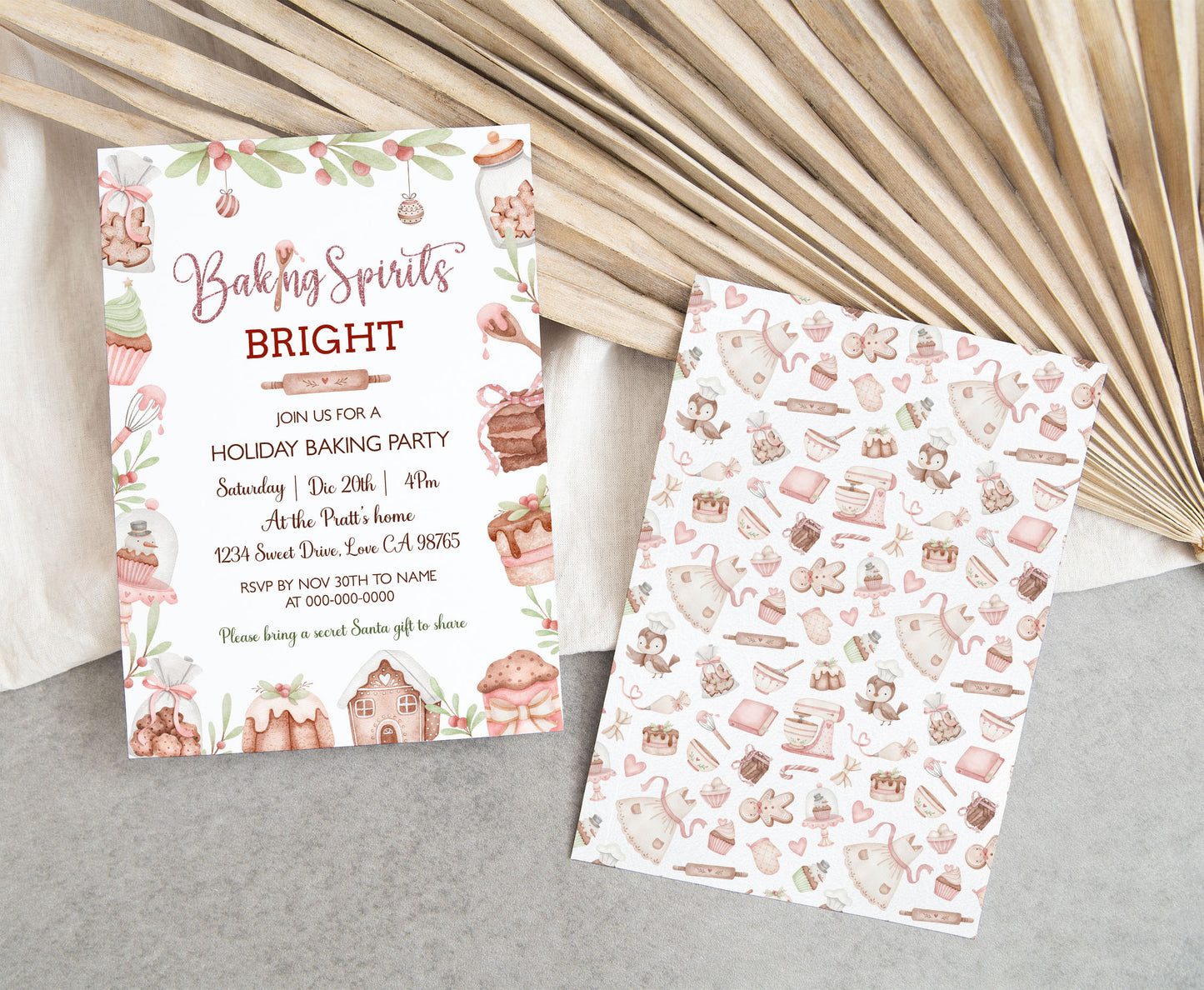 Christmas party invitation | Baking spirits bright invite | 112F