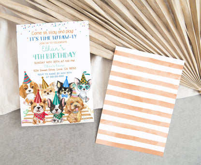 Puppy Dogs Birthday Invitation | Editable Dogs Party Invite - 72B