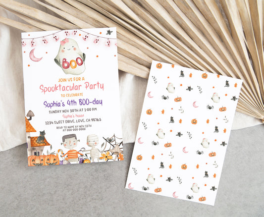 Girl Ghost Birthday Invitation | Editable Halloween Party Invite - 115L