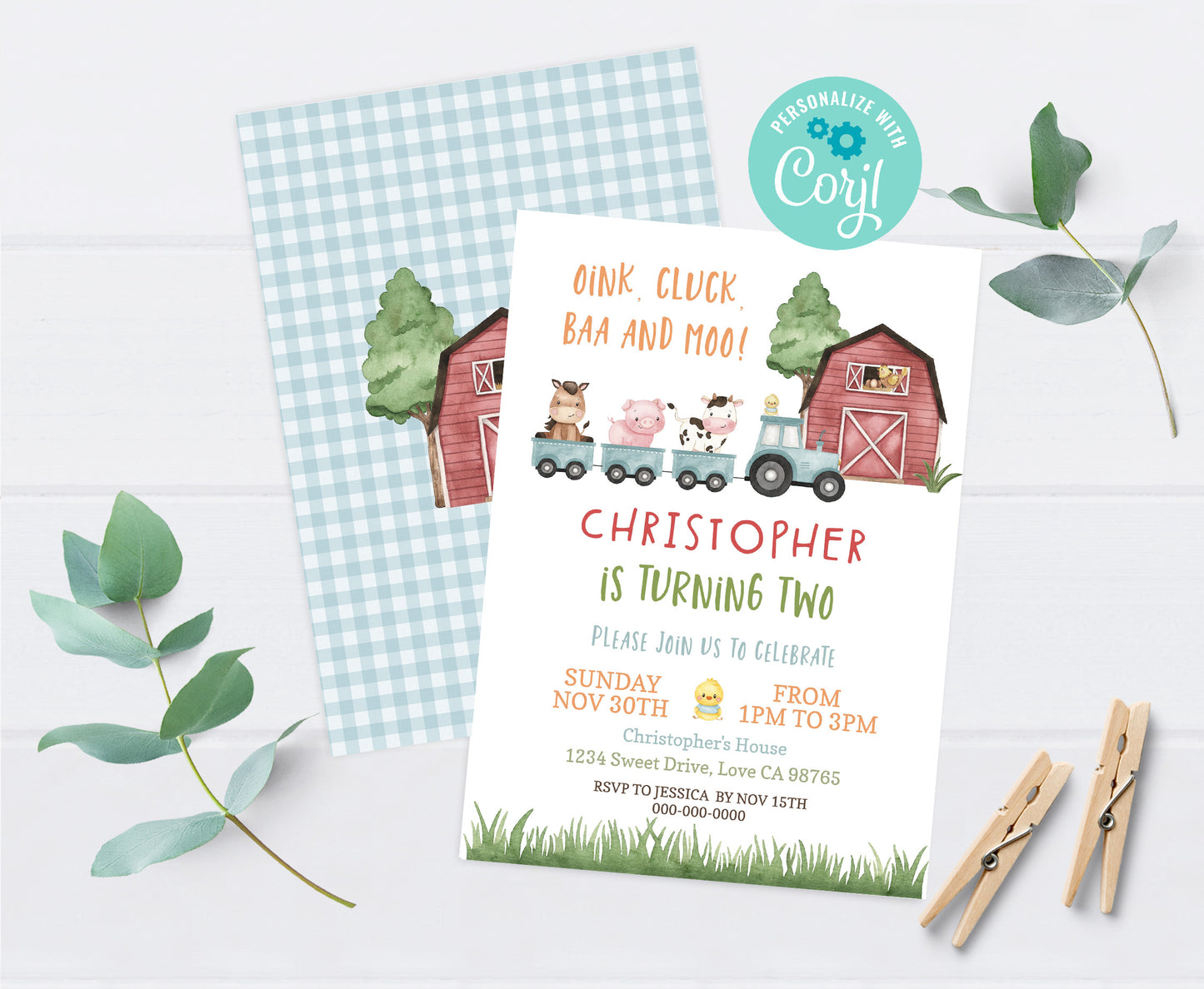 Train boy Birthday Invitation | Editable Farm Party Invite - 11A