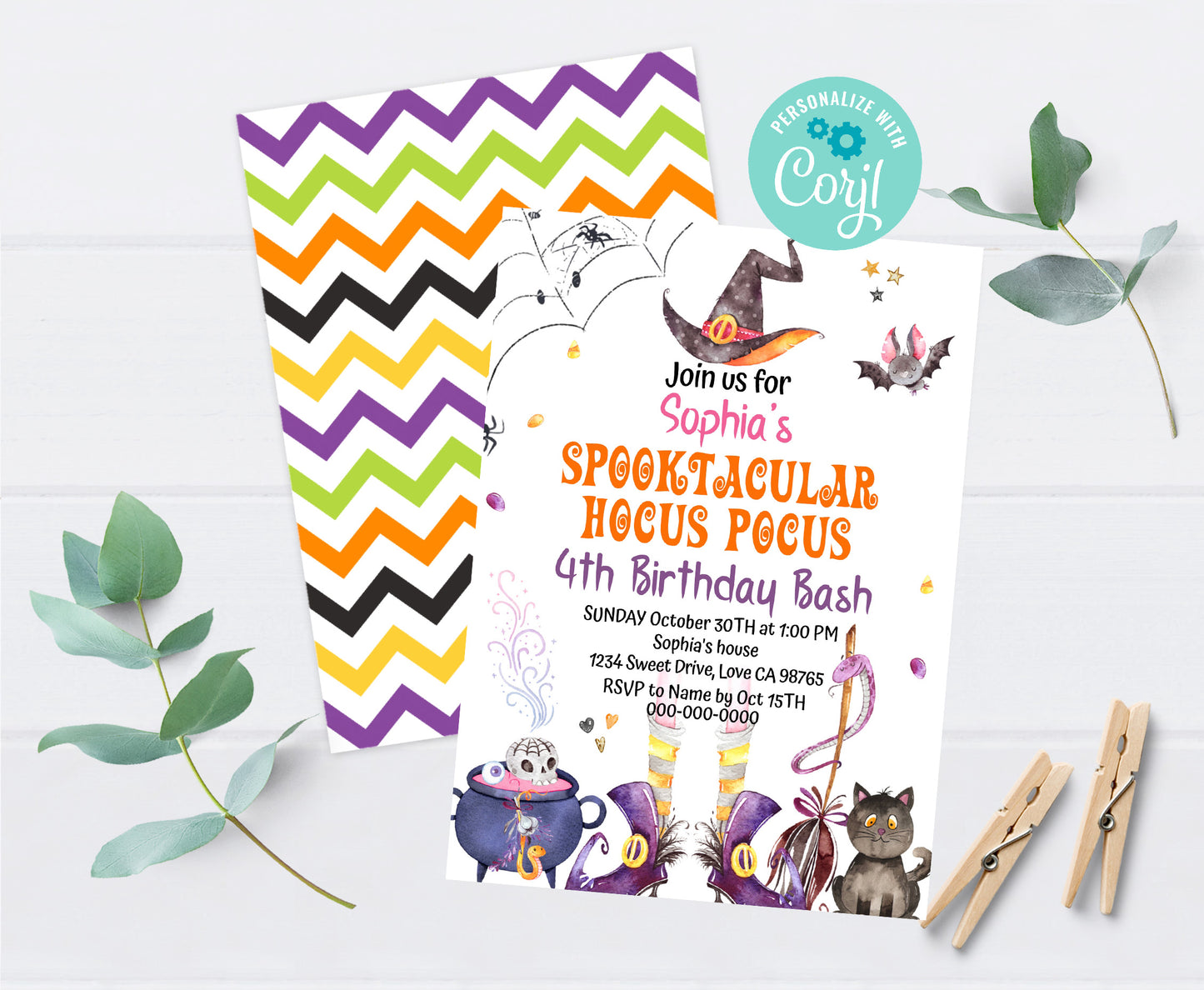 Witch Party Invitation | Editable Halloween Birthday Invite - 115N