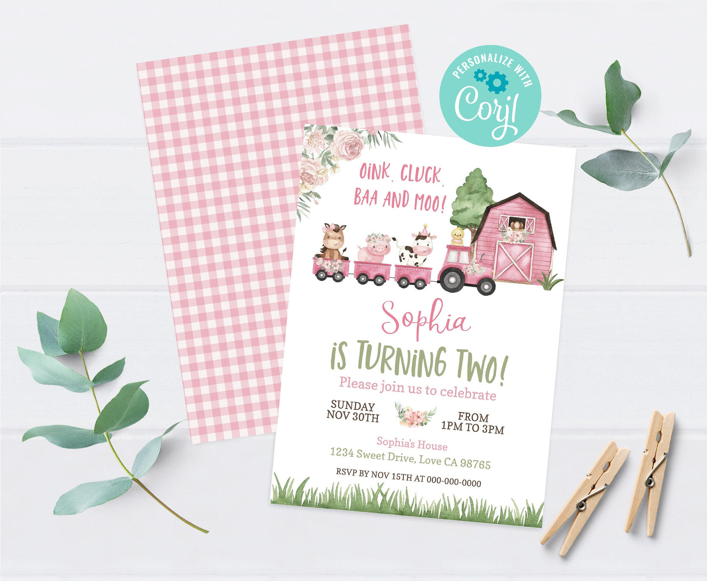 Train boy Birthday Invitation | Editable Farm Party Invite - 11A